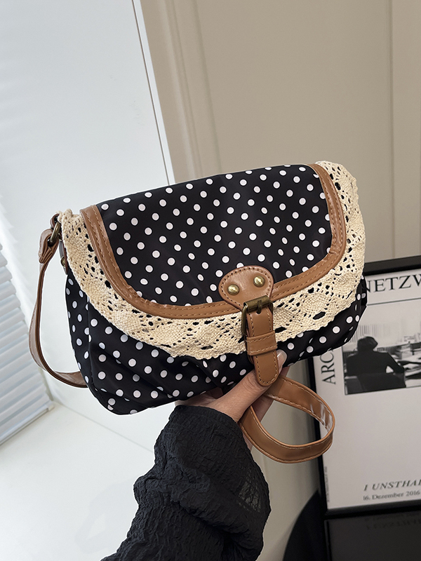 Retro Polka Dot Lace Trim Canv - đánh giá và giá Women'S Young Bags