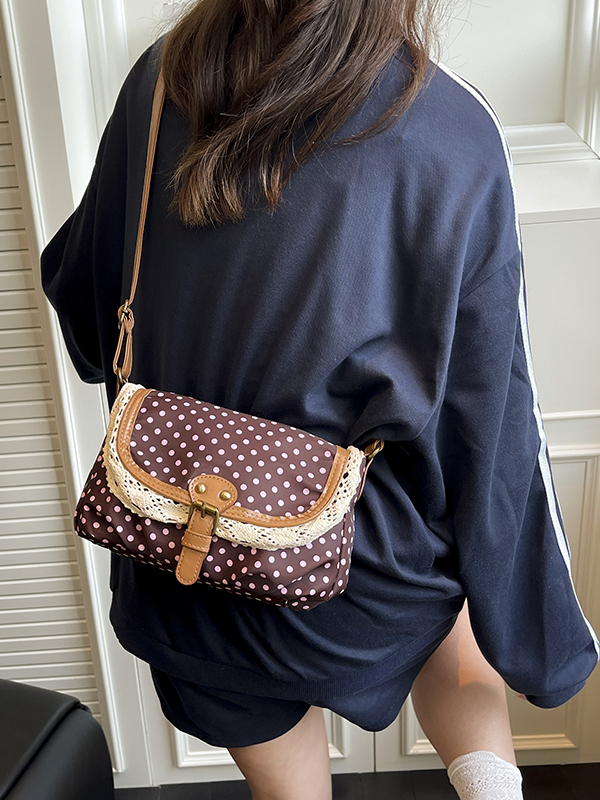 Retro Polka Dot Lace Trim Canv - đánh giá và giá Women'S Young Bags