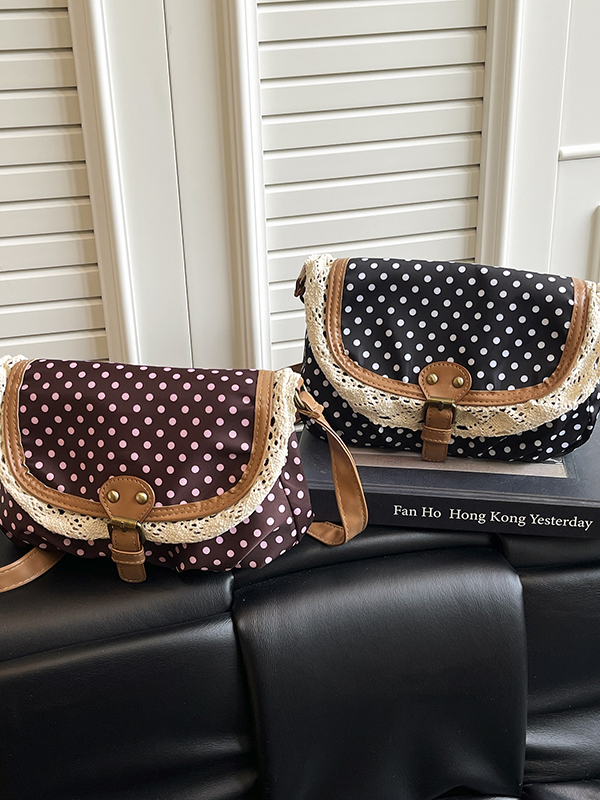 Retro Polka Dot Lace Trim Canv - đánh giá và giá Women'S Young Bags
